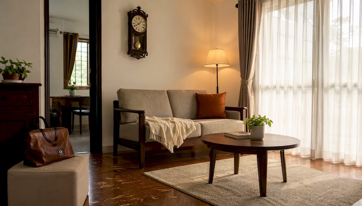 Neat HDB flat living room staged for viewing