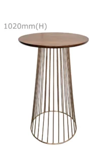 BIRDCAGE BAR TABLE - GOLD & ROUND TOP - CHESTNUT (BT5 - G - RCN)