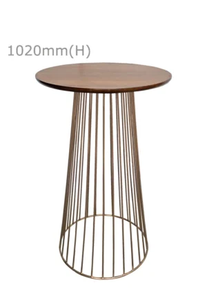 BIRDCAGE BAR TABLE - GOLD & ROUND TOP - CHESTNUT (BT5 - G - RCN)