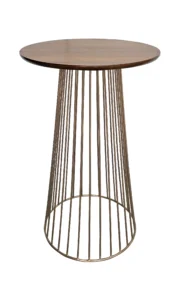 BIRDCAGE BAR TABLE - GOLD & ROUND TOP - CHESTNUT (BT5 - G - RCN)