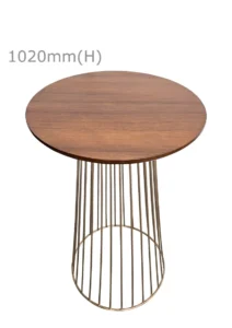 BIRDCAGE BAR TABLE - GOLD & ROUND TOP - CHESTNUT (BT5 - G - RCN)