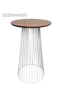 BIRDCAGE BAR TABLE - WHITE & ROUND TOP - CHESTNUT (BT5 - W - RCN)
