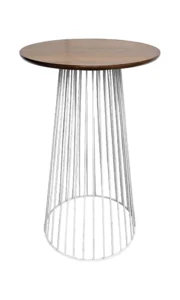 BIRDCAGE BAR TABLE - WHITE & ROUND TOP - CHESTNUT (BT5 - W - RCN)