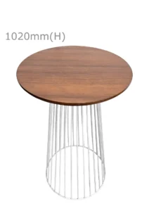 BIRDCAGE BAR TABLE - WHITE & ROUND TOP - CHESTNUT (BT5 - W - RCN)