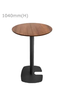 FIN BAR TABLE - BLACK & ROUND TOP - CHESTNUT (BT1 - B - RCN)