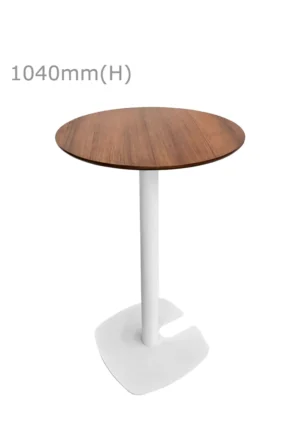 FIN BAR TABLE - WHITE & ROUND TOP - CHESTNUT (BT1 - W - RCN)