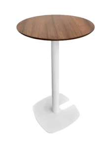 FIN BAR TABLE - WHITE & ROUND TOP - CHESTNUT (BT1 - W - RCN)