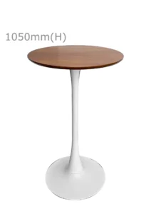 TULIP BAR TABLE - WHITE & ROUND TOP - CHESTNUT (BT10 - W - RCN)