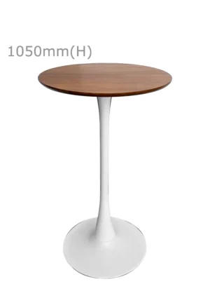 TULIP BAR TABLE - WHITE & ROUND TOP - CHESTNUT (BT10 - W - RCN)