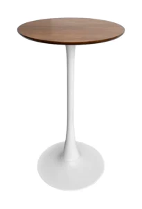 TULIP BAR TABLE - WHITE & ROUND TOP - CHESTNUT (BT10 - W - RCN)