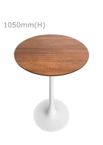 TULIP BAR TABLE - WHITE & ROUND TOP - CHESTNUT (BT10 - W - RCN)