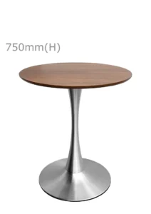 TULIP MEETING TABLE - SILVER & ROUND TOP - CHESTNUT (TB5 - S - RCN)