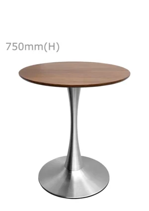TULIP MEETING TABLE - SILVER & ROUND TOP - CHESTNUT (TB5 - S - RCN)