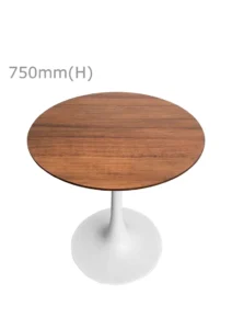 TULIP MEETING TABLE - WHITE & ROUND TOP - CHESTNUT (TB5 - W - RCN)