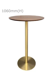VALO BAR TABLE - GOLD & ROUND TOP - CHESTNUT (BT2 - G- RCN)