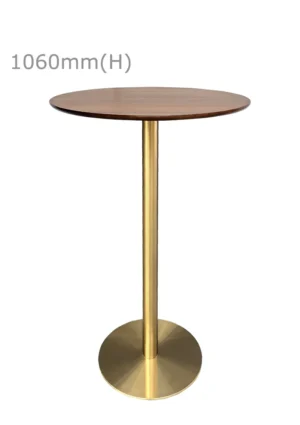 VALO BAR TABLE - GOLD & ROUND TOP - CHESTNUT (BT2 - G- RCN)