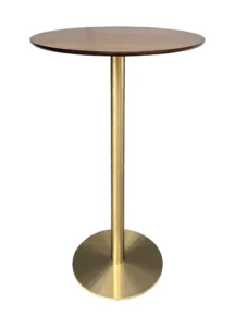 VALO BAR TABLE - GOLD & ROUND TOP - CHESTNUT (BT2 - G- RCN)