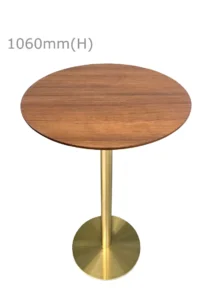 VALO BAR TABLE - GOLD & ROUND TOP - CHESTNUT (BT2 - G- RCN)