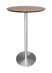 VALO BAR TABLE - SILVER & ROUND TOP - CHESTNUT (BT2 - S - RCN)