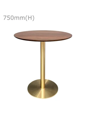 VALO MEETING TABLE - GOLD & ROUND TOP - CHESTNUT (TB27 - G - RCN)