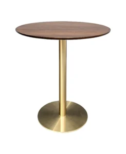 VALO MEETING TABLE - GOLD & ROUND TOP - CHESTNUT (TB27 - G - RCN)