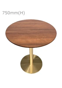 VALO MEETING TABLE - GOLD & ROUND TOP - CHESTNUT (TB27 - G - RCN)