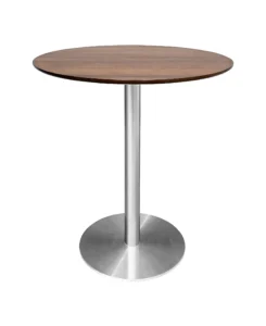 VALO MEETING TABLE - SILVER & ROUND TOP - CHESTNUT (TB27 - S - RCN)