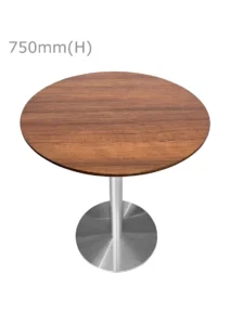 VALO MEETING TABLE - SILVER & ROUND TOP - CHESTNUT (TB27 - S - RCN)