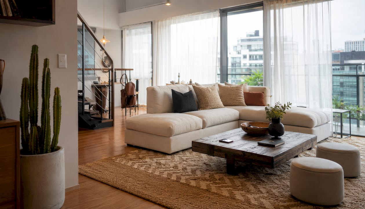Staged Singapore condominium living room with natural light