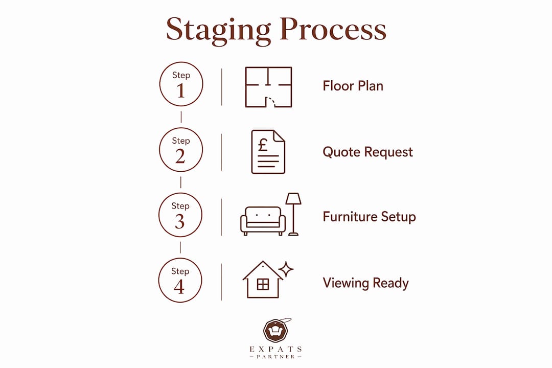 Infographic showing furniture staging process steps