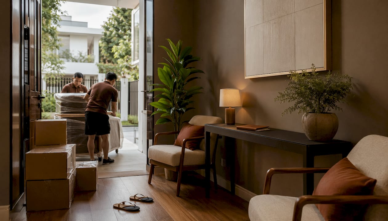 Delivery of staging furniture at landed home