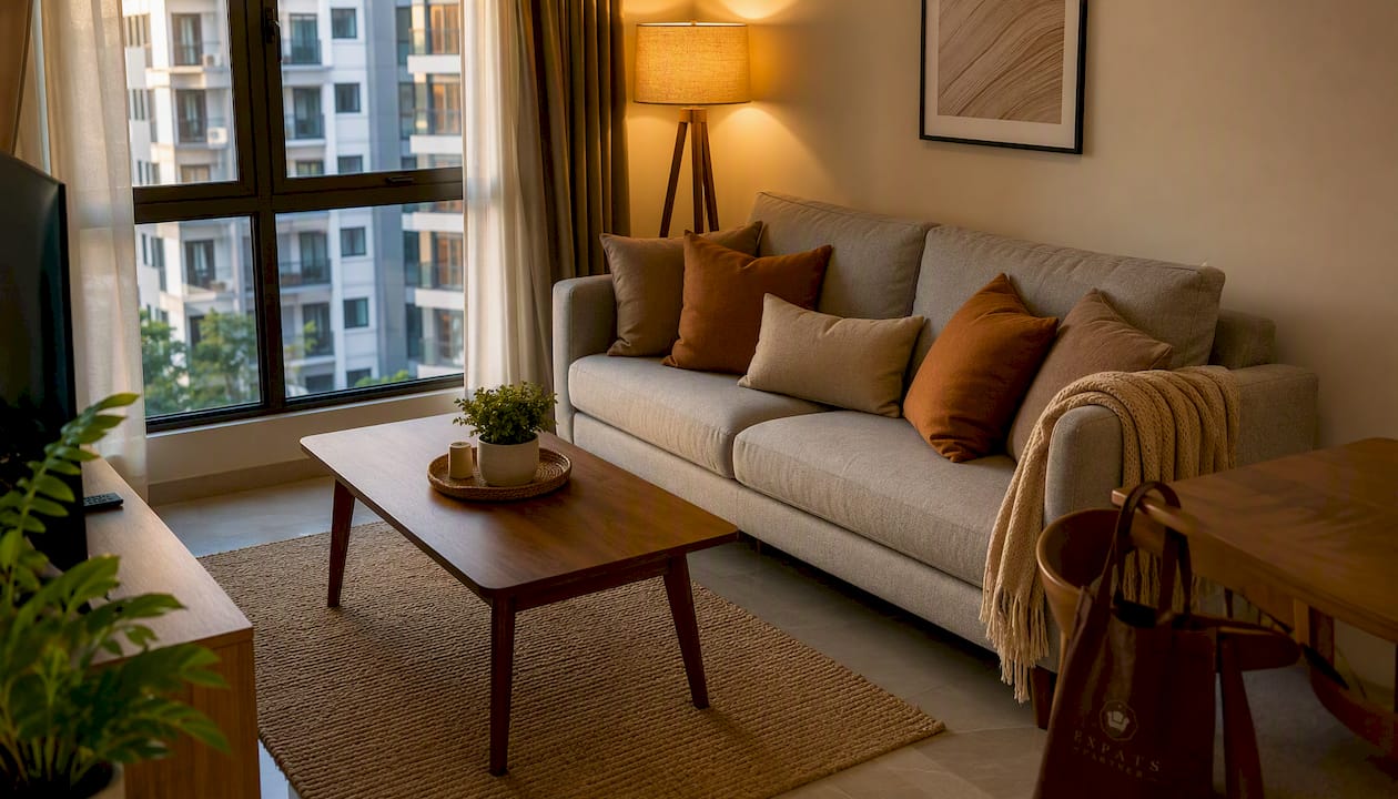Rental bedroom furniture essentials neatly arranged