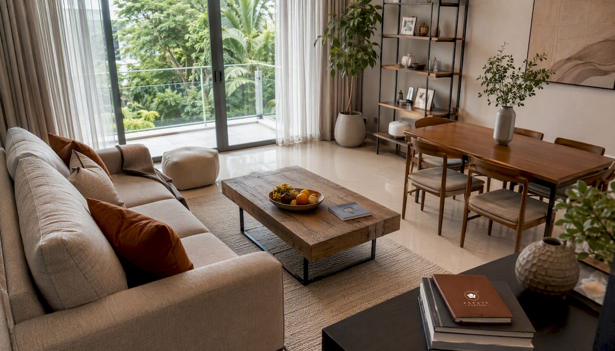 Furnished condo rental living room in Singapore