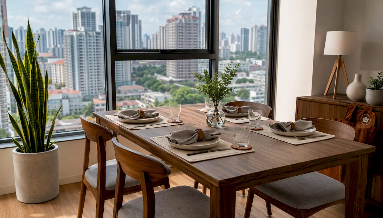 Modern dining area in Singapore apartment rental