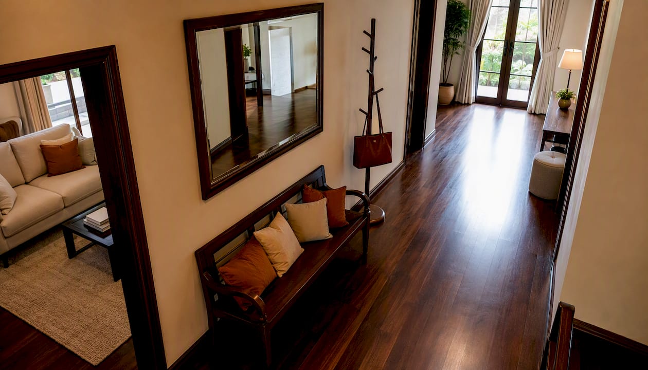 Furnished hallway in Singapore landed home
