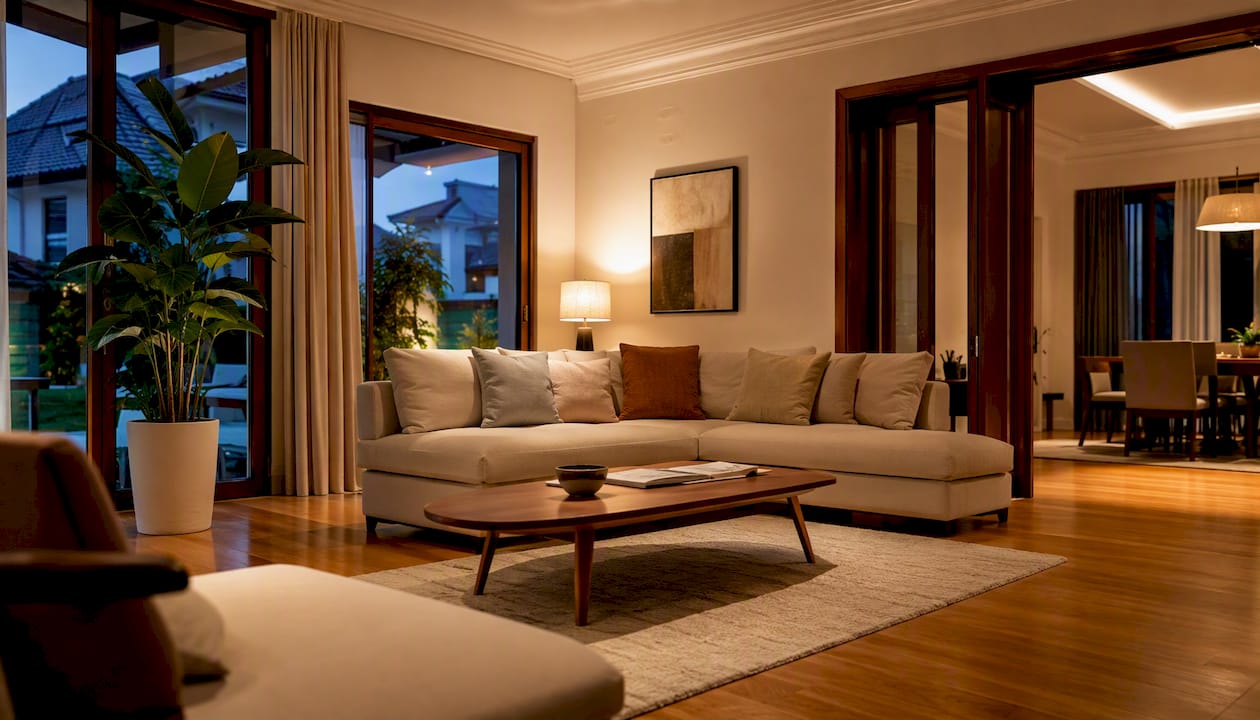 Staged living room of Singapore landed home