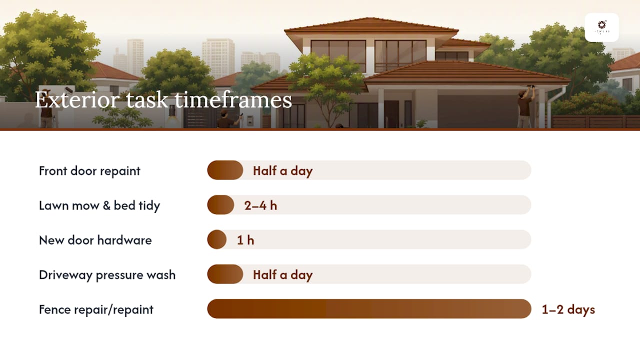 Comparison infographic of exterior home improvement costs and impacts