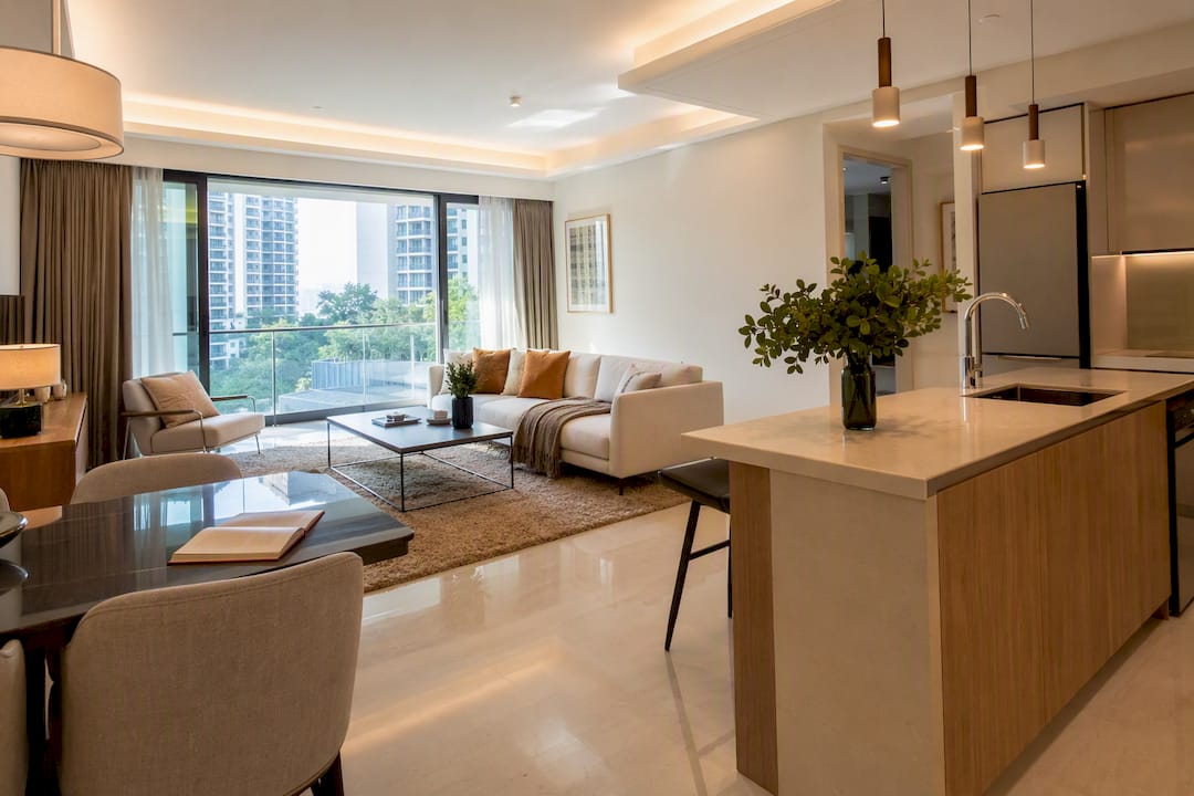 Open-plan living in Singapore condo