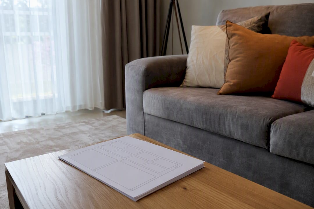 Apartment living room with inventory checklist