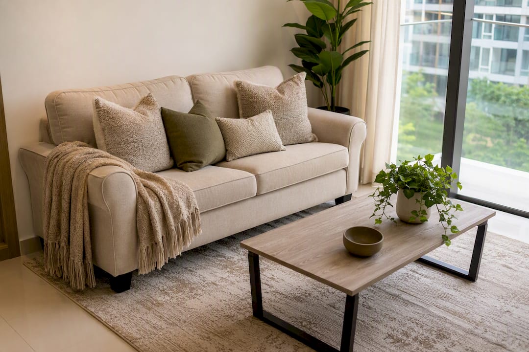 Living room with scaled furniture and minimal accessories
