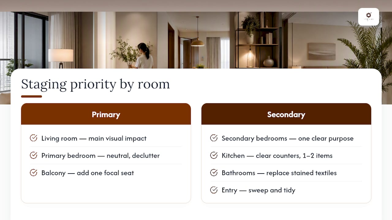 Diagram of staging priorities by room