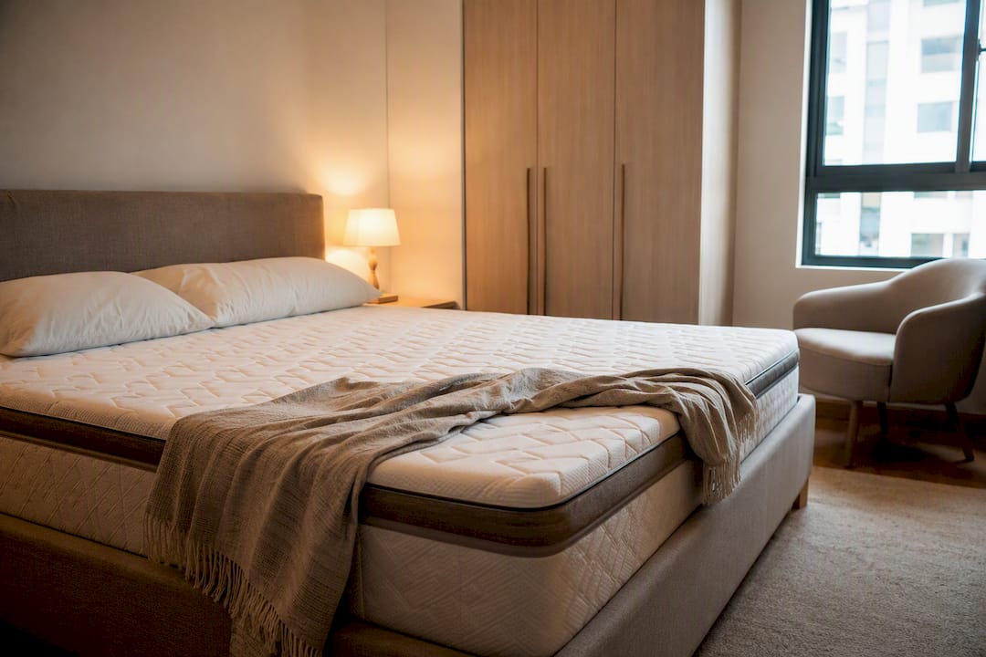 Singapore apartment bedroom with queen mattress