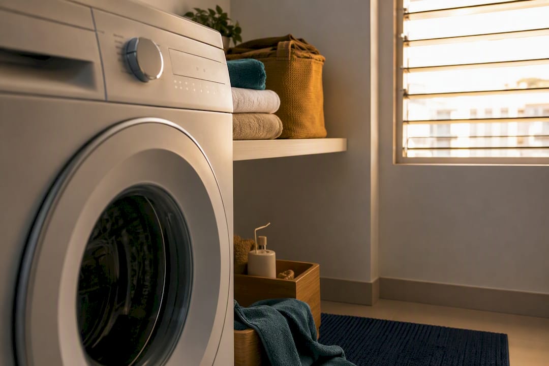 Anonymous washing machine in Singapore utility nook