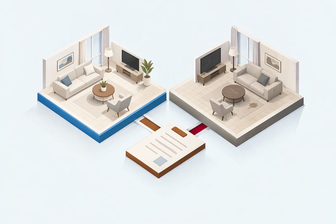 Isometric tenancy condition and deposit illustration