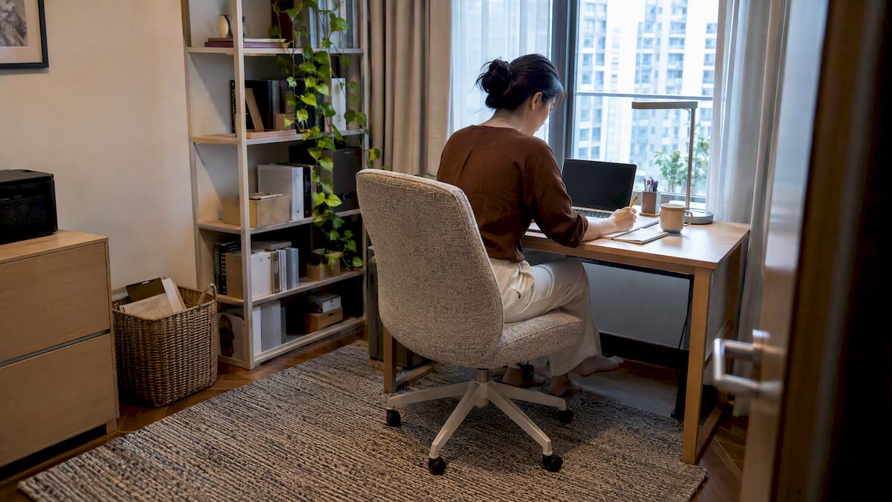 Singapore home office with acoustic furnishings