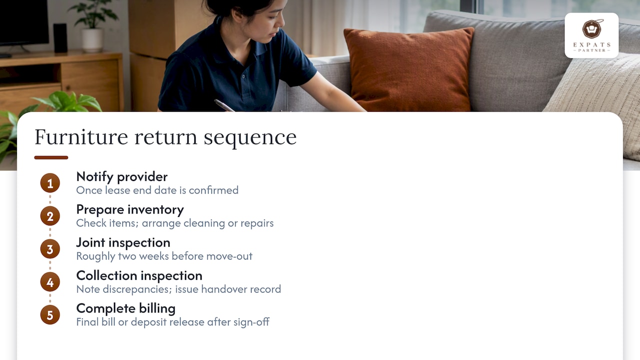 Furniture return stages from notice to handover